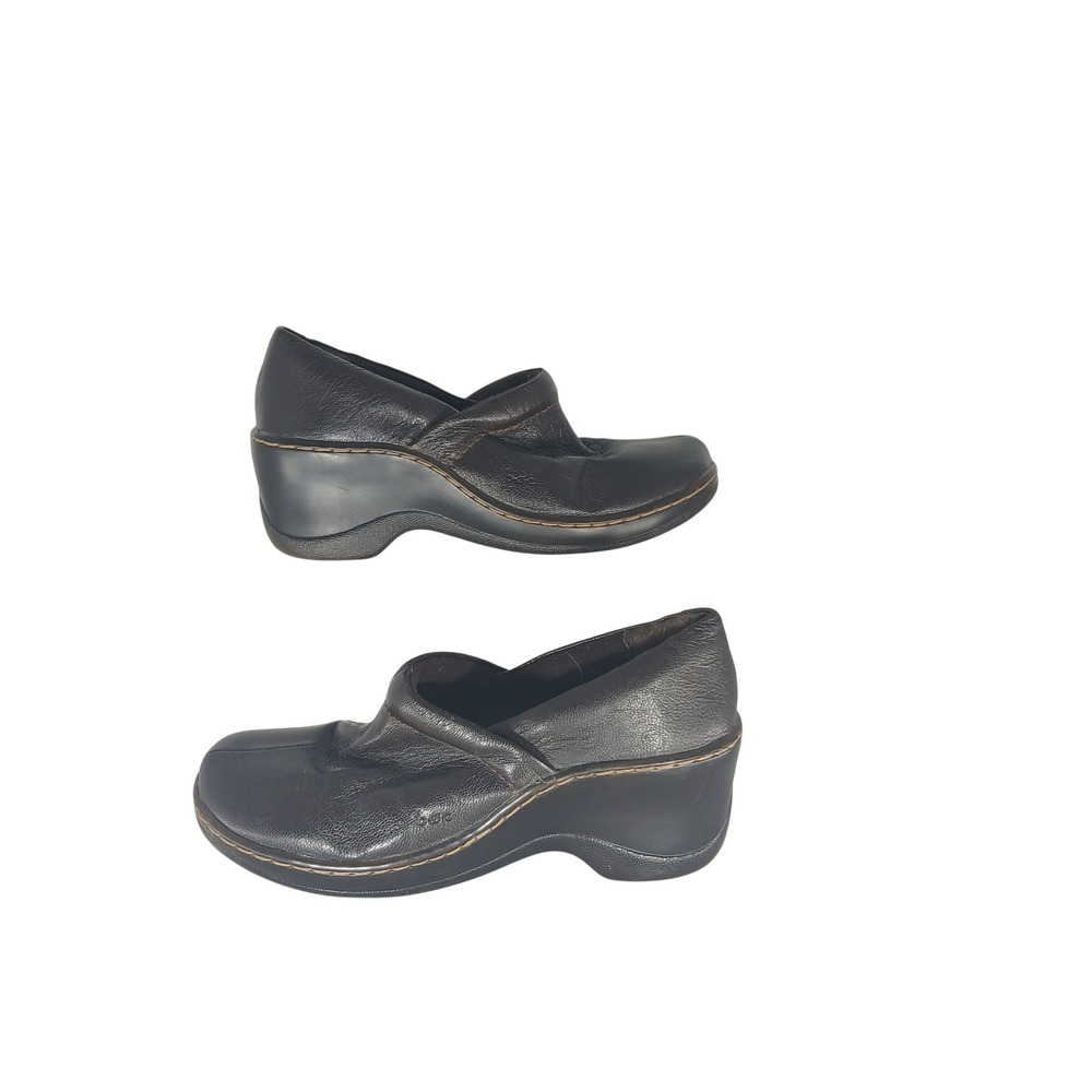 b.o.c. Born Concept Clogs 8 Dark Brown Leather Wedge Slip On BC6129 Comfort Work
